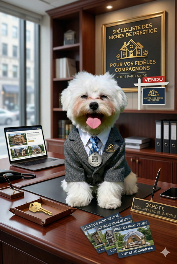 Agent immobilier dans son bureau specialise dans la vente de niches