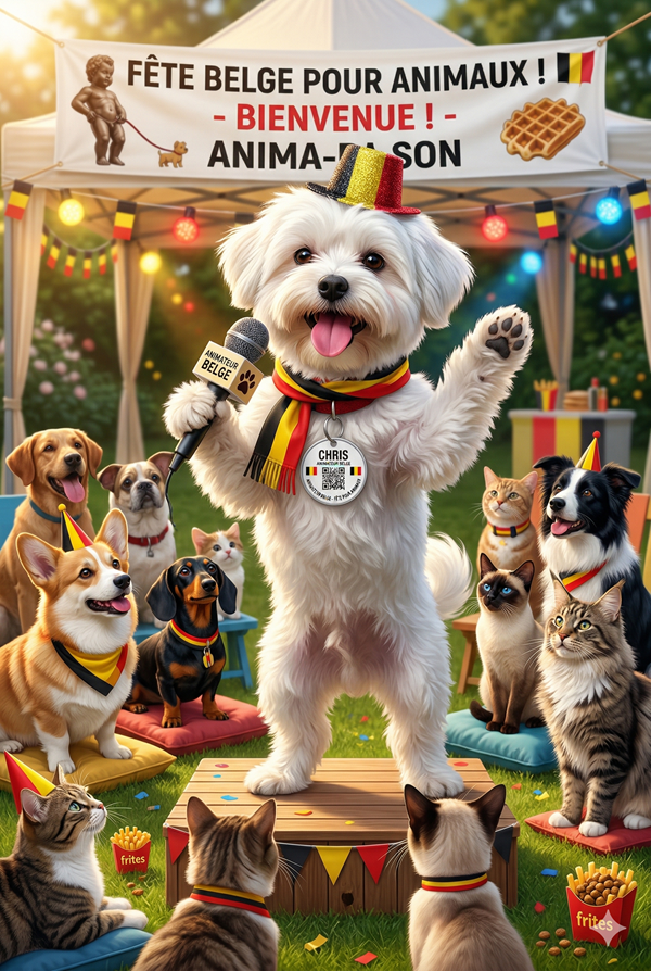 Animateur belge qui fait son spectacle devant des chiens et des chats